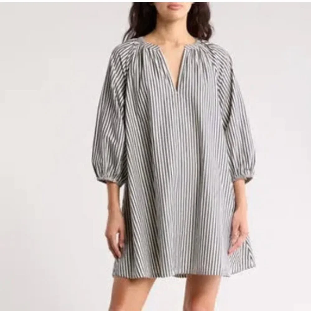 Melrose and Market Striped Cotton Poplin Mini Dress | Size XS - Picture 1 of 9